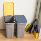 2x Mülleimer 15 Liter schmal Deckel Recycling Mülltrennung Abfalleimer Abfallbehälter Müll Küche rechteckig Abfallsammler Kunststoff Eimer Mülltonne Schmal Müllsackhalterung